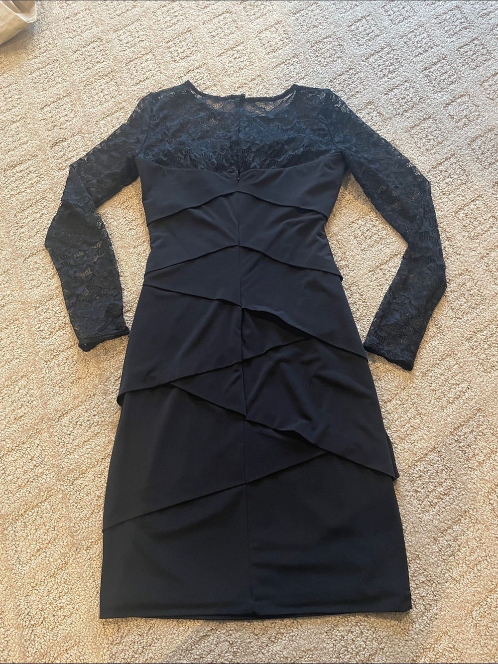 White House Black Market Black Lace Long-Sleeve Layered Dress - Picture 6 of 10